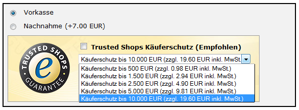 Aufpreisliste Trusted Shops Aufpreisliste Trusted Shops